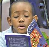 black child reading
